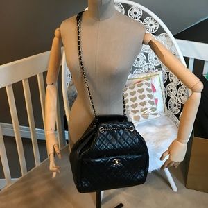 SOLD-Chanel quilted lambskin drawstring large bag